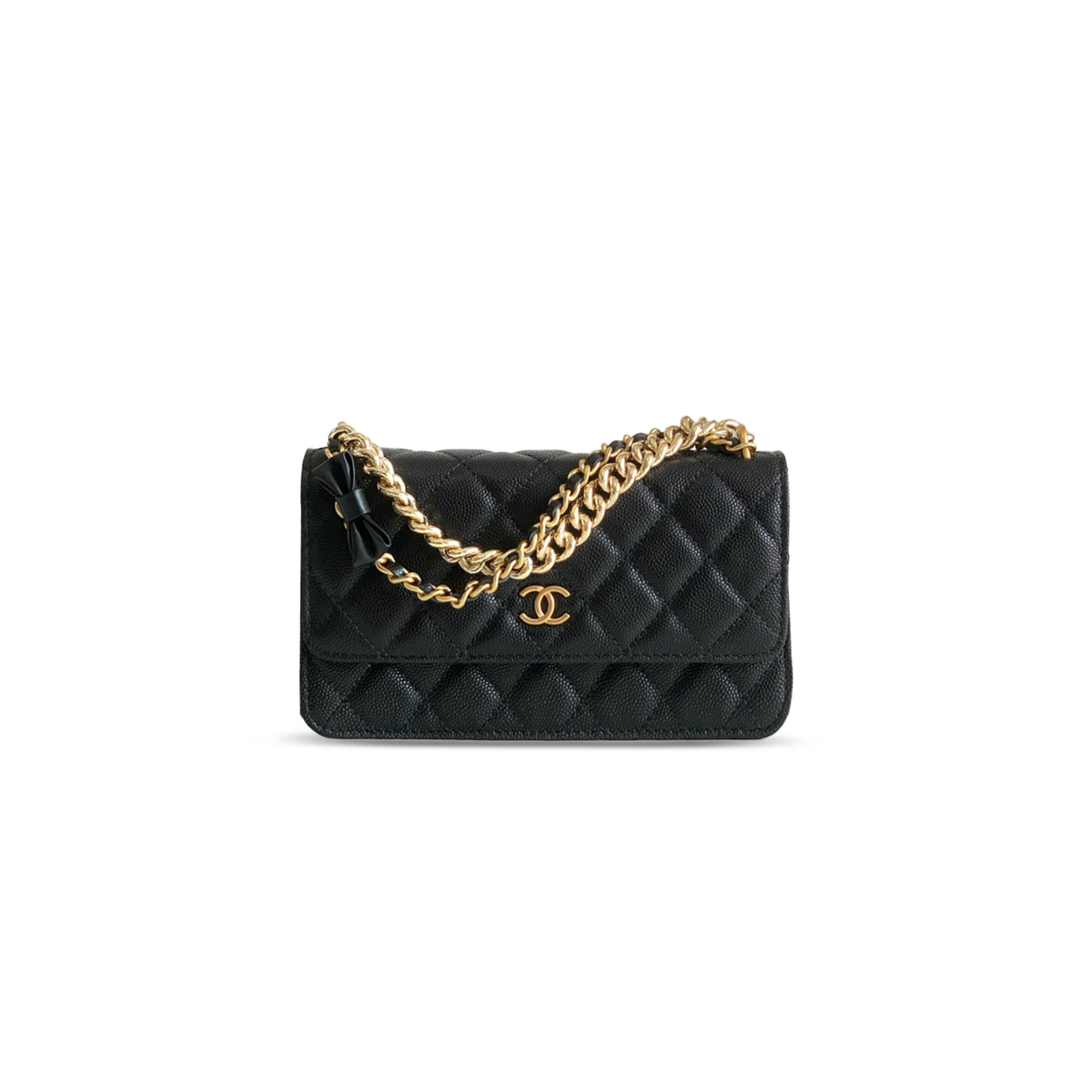 CHANEL LYCHEE PEEL CC  WALLET ON CHAIN WOC BLACK AP6467 (20*11.5*4.5cm)